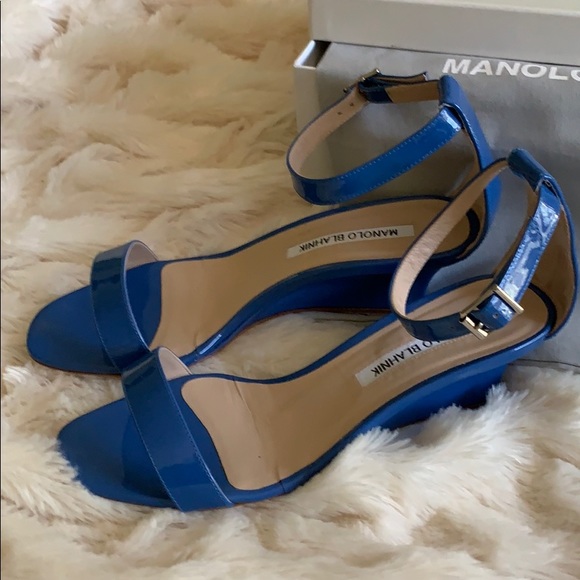 Manolo Blahnik Shoes - MANOLO BLAHNIK Ankle Strap Wedge Sandal